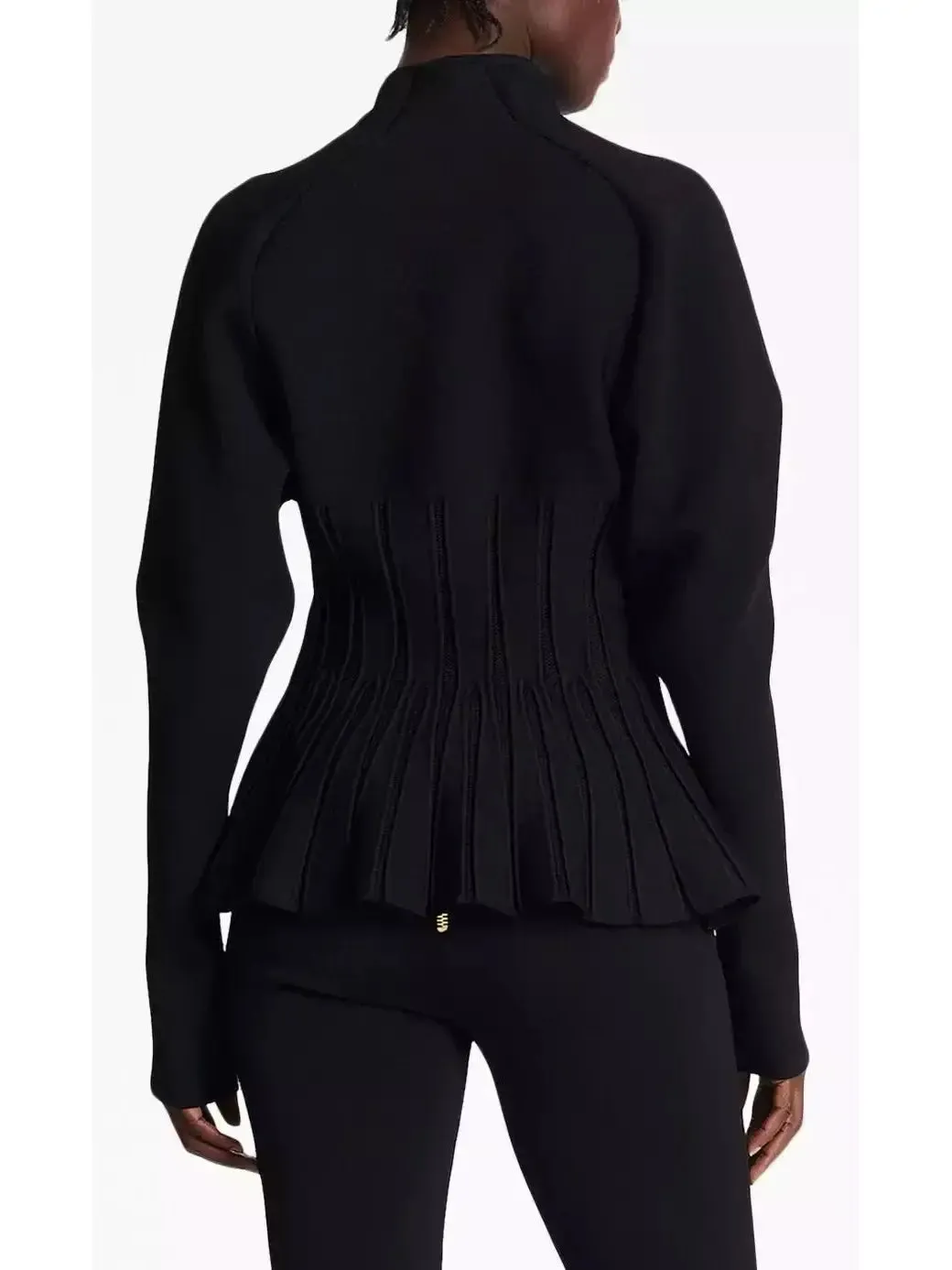 Women’s Black Ribbed Knit Peplum Cardigan