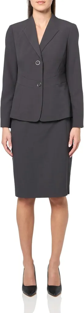 Women's Petite Two Button Blazer & Slim Skirt, 2pc Set
