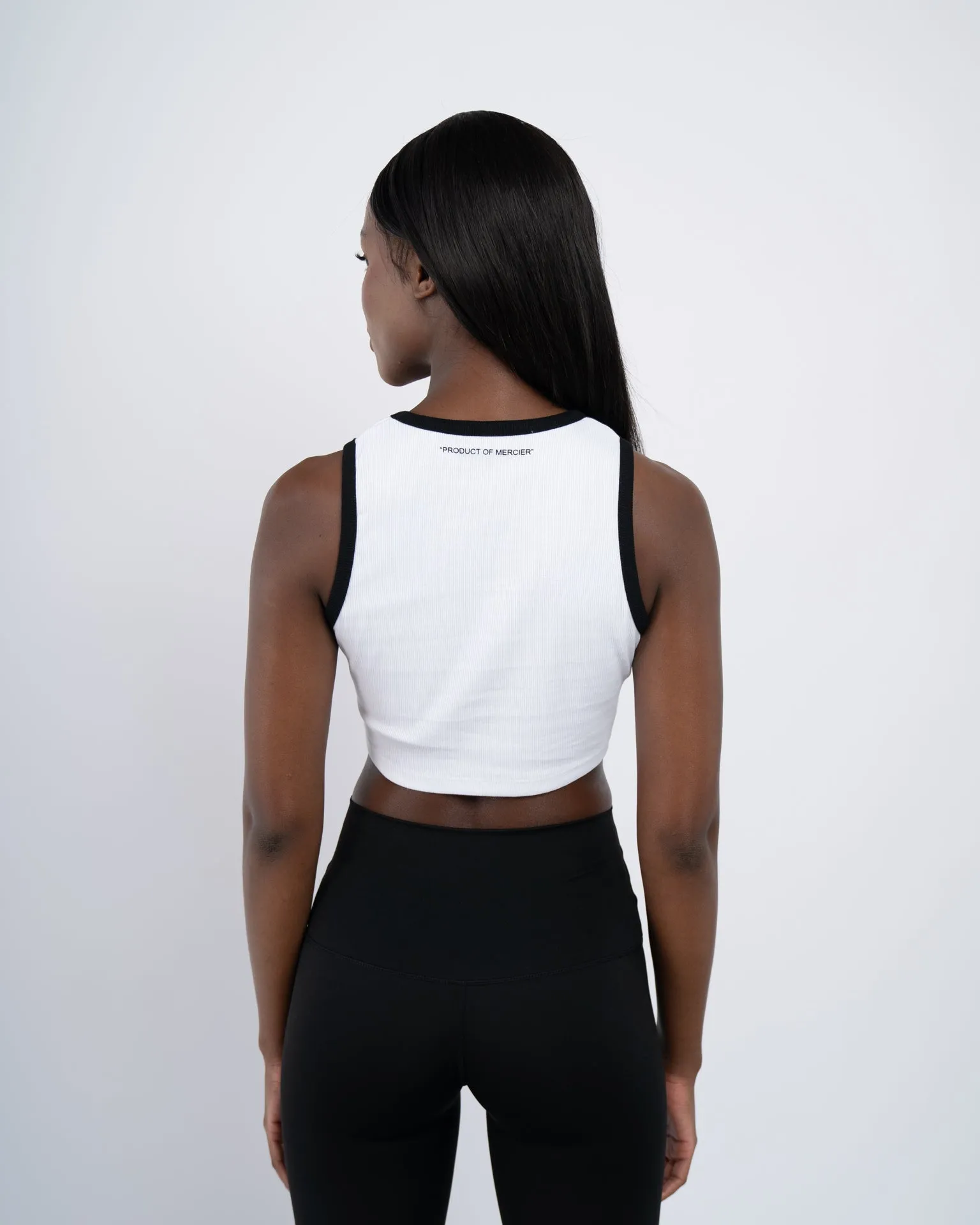Womens White Mercier Court Ribbed Vest