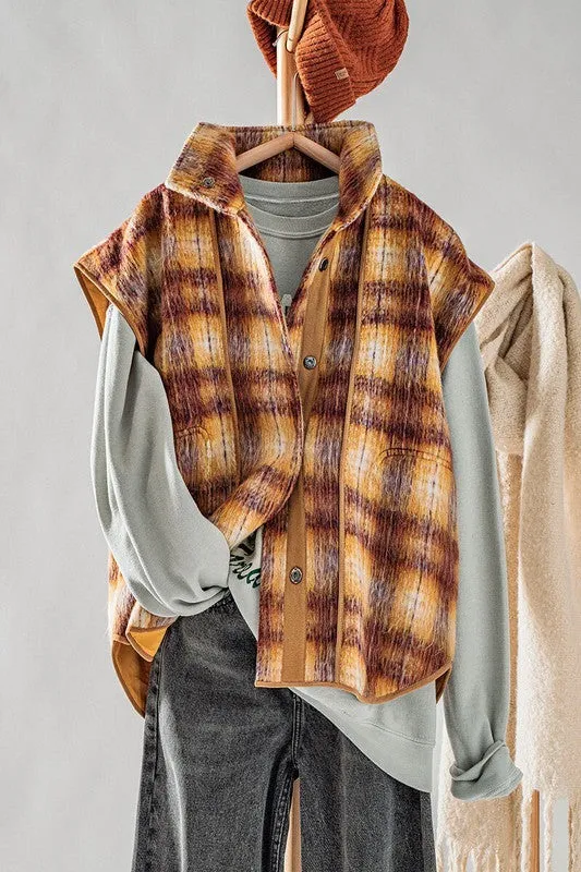 ZOE VINTAGE PLAID OVERSIZED WOOL VEST