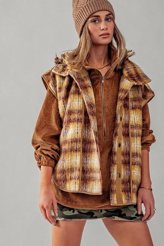 ZOE VINTAGE PLAID OVERSIZED WOOL VEST
